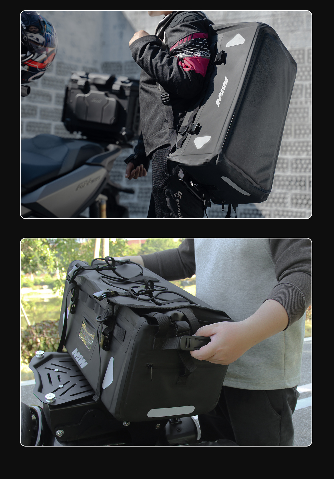Mjw38L Three-Dimensional Expansion Bag Motorcycle Waterproof Bag Long-Distance Motorcycle Travel Bag Rally Car Off-Road Rear Tail Bag