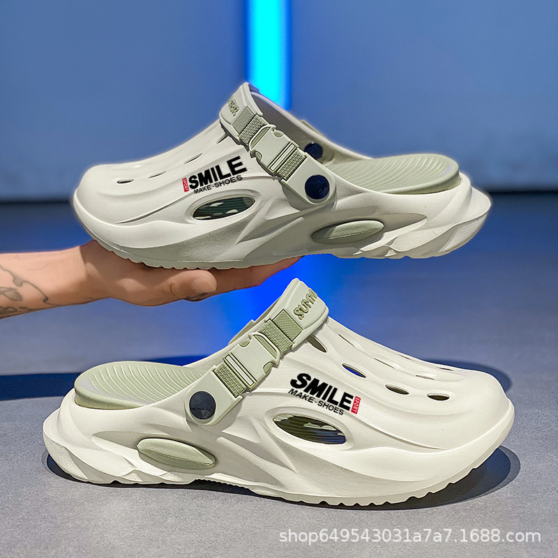 Men's New Outdoor Beach Vacation All-match Thick Bottom High Elastic EVA Couple's College Indoor Non-slip Driving Hole Shoes