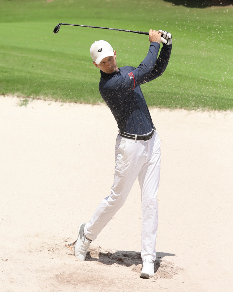 Áo thun golf nam dài tay PGM co giãn cao, cổ đứng khóa kéo, phong cách thể thao thu đông — YF733-Tay dài màu xanh nhạt, YF733-Trắng dài tay, YF733-dài tay màu xanh hải quân chi tiết 13