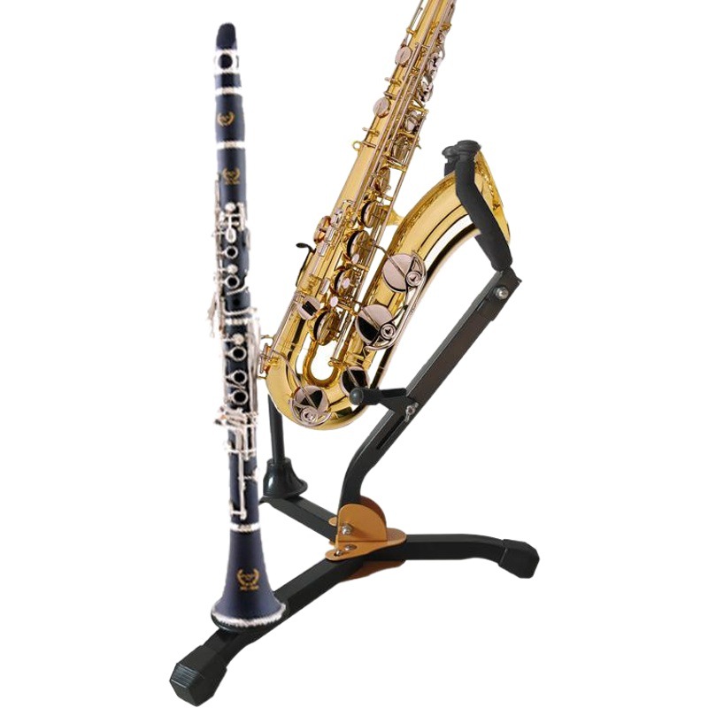 Fábrica al por mayor soporte saxofón alto tenor plegable codo flauta sola primavera negro tubo accesorios de instrumentos musicales