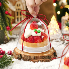 2インチクリスマスケーキ包装箱透明円形いちご洋菓子包装箱プレゼント家庭用焙煎