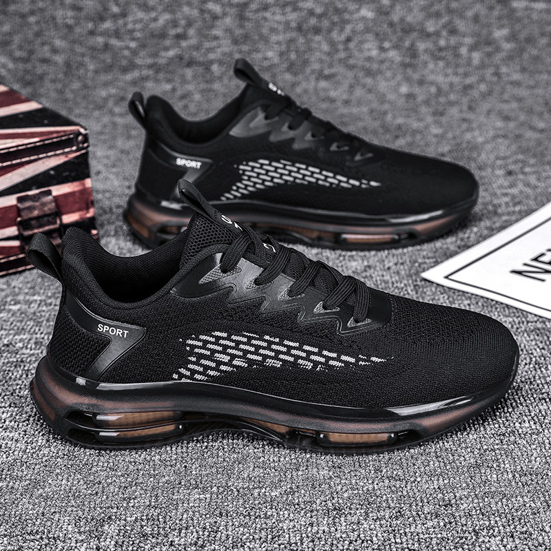 Cojín de aire doble zapatos de hombre a juego otoño nuevos deportes zapatos de correr casuales volando malla tejida superficie transpirable amortiguador papá zapatos de moda