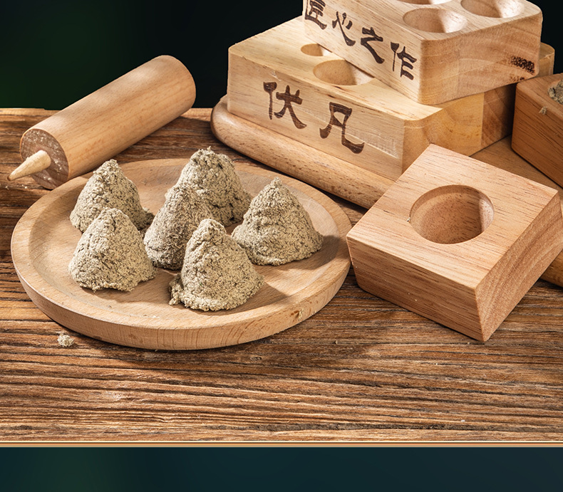 Wooden Cone Moxa Mold for Ai Tuo Ginger Moxibustion with 250g Qichun Moxa Wool overview