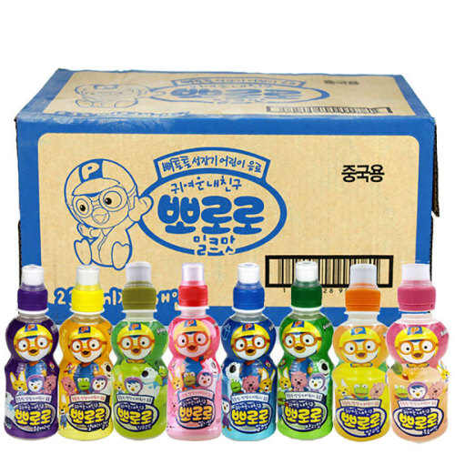 Korean imported Baolulu Bolele children's milk drink 235ml bottle, trendy lactic acid bacteria strawberry-flavored juice