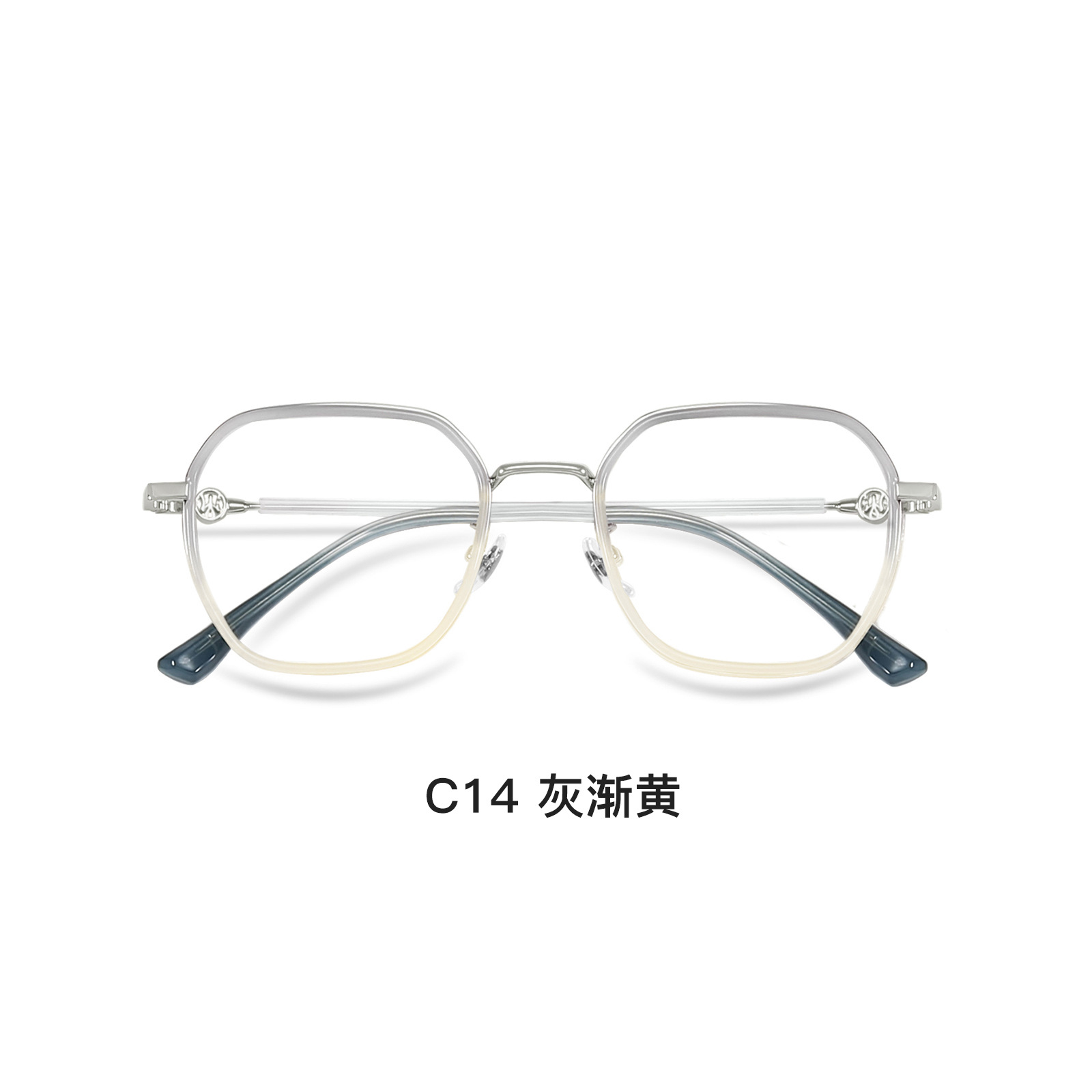 Gafas de miopía retro con montura de plástico dorado, estilo macaron degradado, para niña, poligonales, que iluminan, venta al por mayor en Danyang