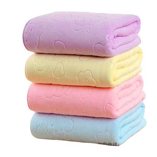 Microfiber embossed bear bath towel 70*140 beach towel, absorbent, soft, non-shedding, non-fading, gift bath towel