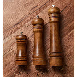 手动5寸8寸10寸研磨器胡椒研磨器橡木花椒现磨胡椒粉调味罐研磨瓶