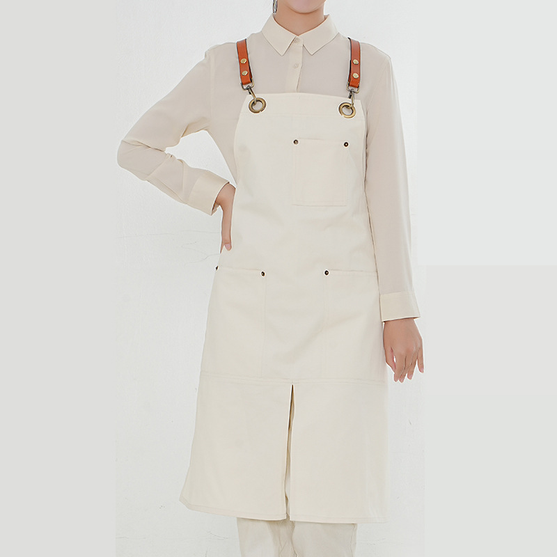 Delantal de mezclilla nuevo transfronterizo con correas ajustables, delantal de jardinería hecho a mano, ropa de trabajo para barista, delantal de cocina para el hogar