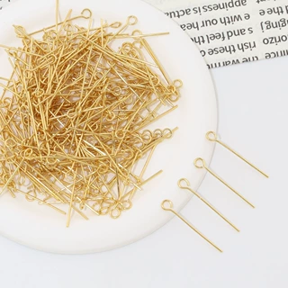 18K真金保色9字针串珠针纯铜材质DIY手工耳饰流苏材料配件批发