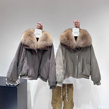 冬季新款两面穿鹅绒羽绒派克服狐狸毛领皮草加厚保暖短款韩版时尚