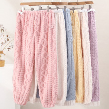 珊瑚绒孕妇睡裤秋冬季纯色长裤月子裤可调节松紧产妇可外穿居家裤