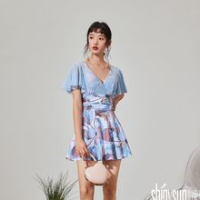 夏艳12335夏日成人女士连体泳衣加大码印花温泉泳装特价