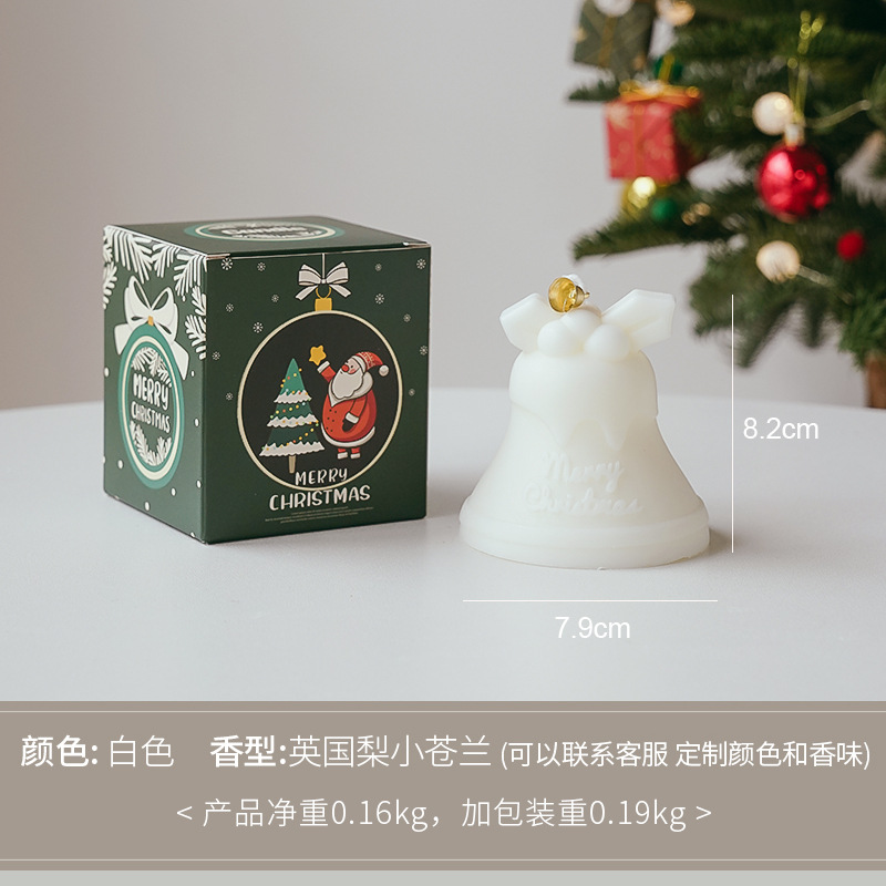Velas de aromaterapia de Navidad al por mayor hechas a mano con forma de campana Cera de recuerdo de Navidad Velas de fragancias transfronterizas