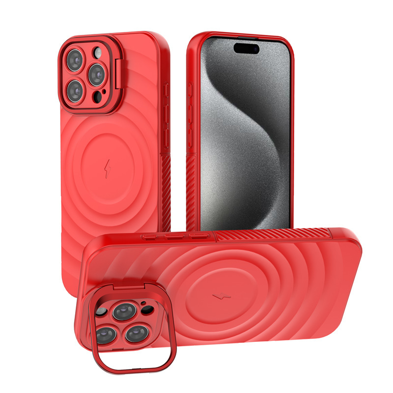 适用于苹果16Pro max波漾纹磁吸手机壳iPhone17镜头支架防摔软壳|undefined