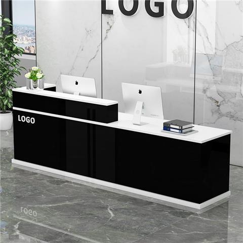 カウンターレジ会社のフロント受付店の小型レジデスクのクリーニング店のカウンターはシンプルで現代的です。|undefined