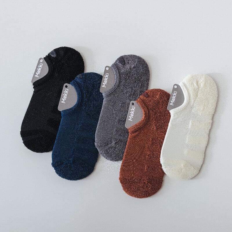 Towel bottom boat socks terry socks men's sports thickened shallow invisible socks silicone non-slip heel sweat-absorbent cotton