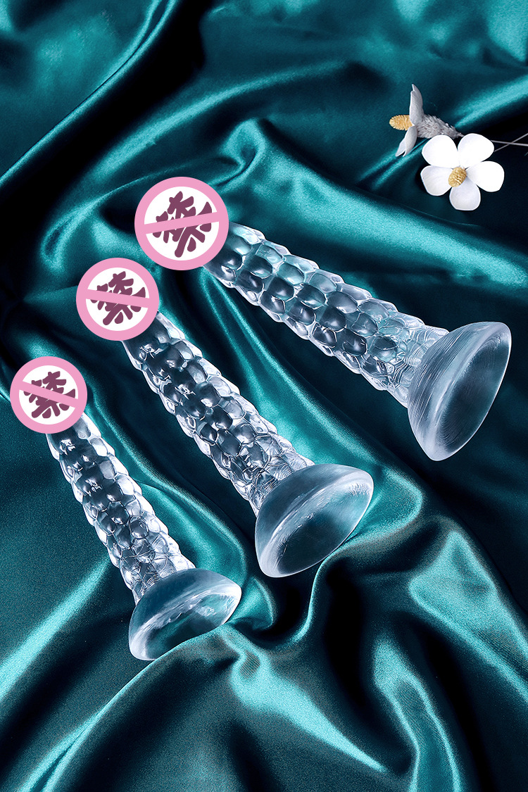 Dildo en verre transparent avec écailles de dragon_voghion.com