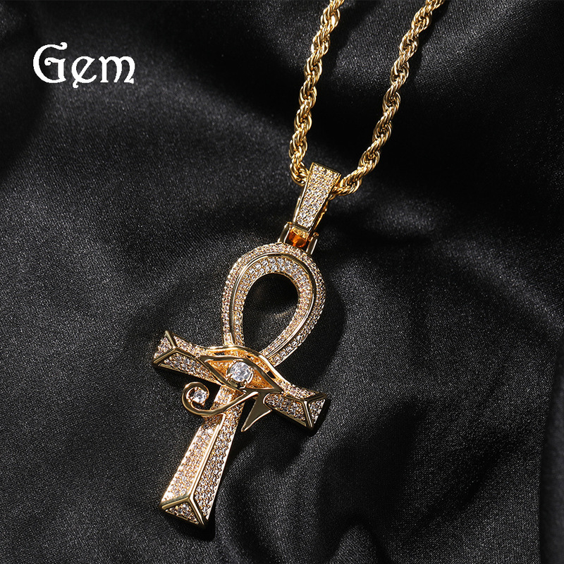 Hip-Hop Cute Spring New Product Eye of Horus Anhe Cross Pendant Retro Versatile Jewelry Accessories Wholesale