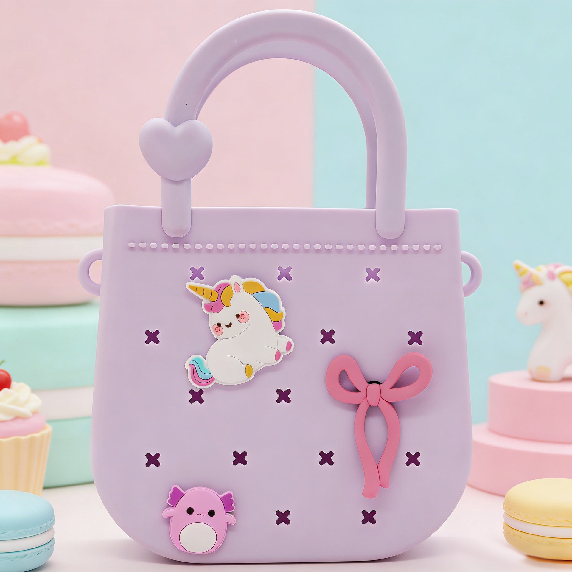 Ventas transfronterizas calientes DIY bolsa de agujeros de silicona bolsa de dibujos animados para niños bolsa de playa bolsa de almacenamiento de teléfonos móviles fábrica directa