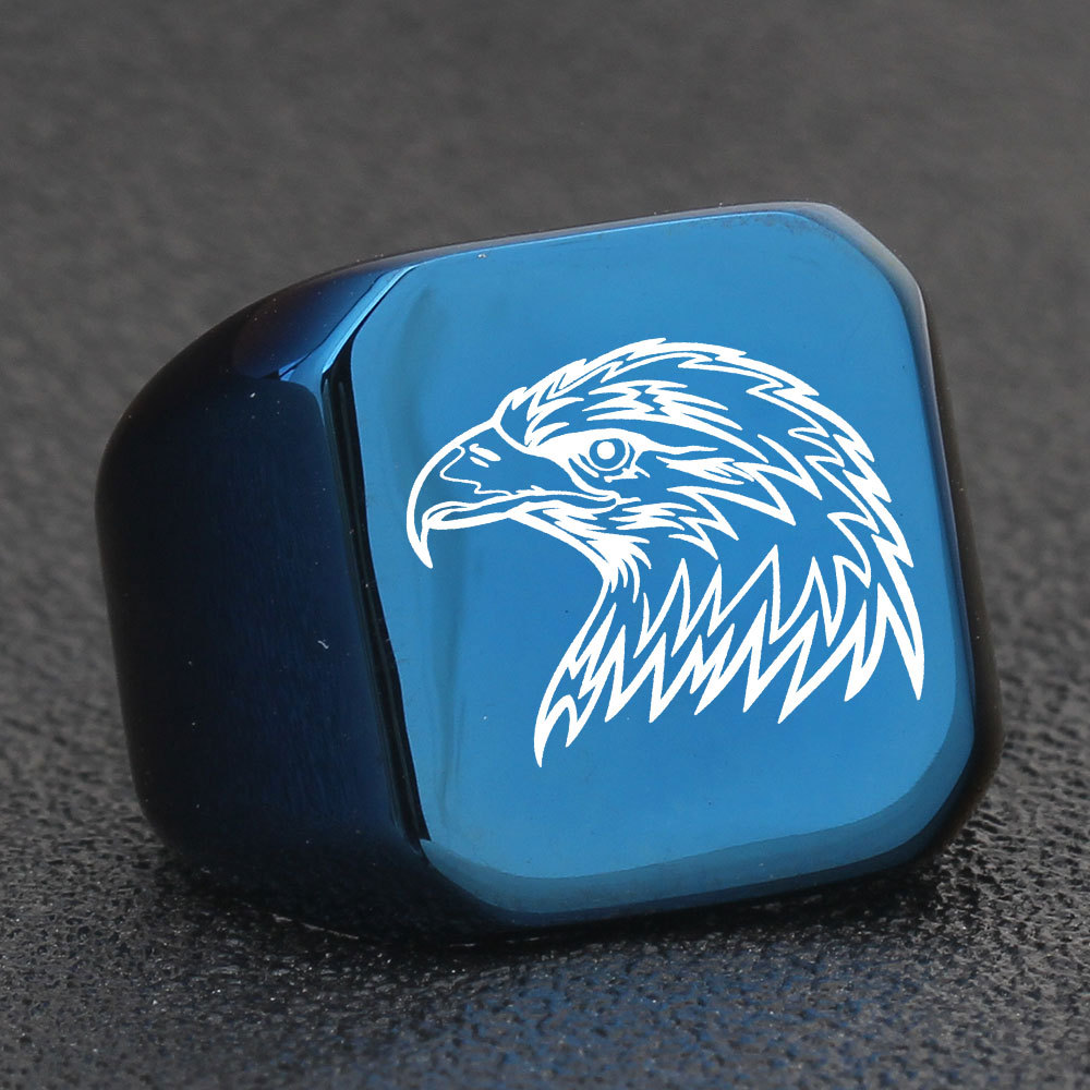 Eagle Pattern Men'S Gender 1 Piece Retro Eagle Titanium Steel Plating Rings
