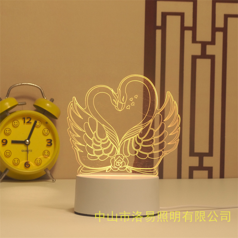 3D lámpara de noche acrílica atmósfera regalos de cabecera atmósfera lámpara de evento regalos al por mayor DIY lámpara de escritorio ideas de Navidad