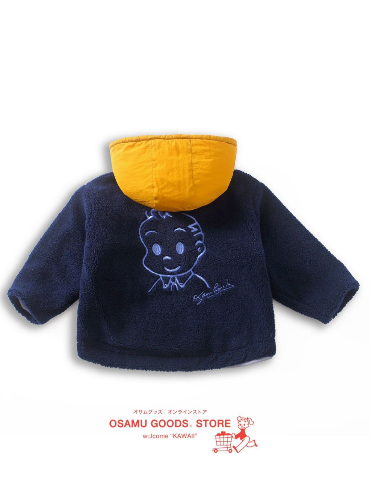 Chaqueta reversible de invierno Yuantian de estilo japonés para niños mayores, abrigo grueso de algodón con capucha de lana de cordero con bloques de colores image 7