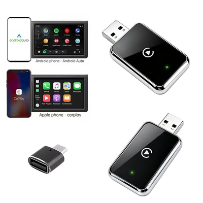 Cross-Border Customized Wireless Carplay Adapter Android Auto 2-in-1 Box Car Smart Connectivity (Other Car Video) - k30-silver-overseas-version-standard-adapter