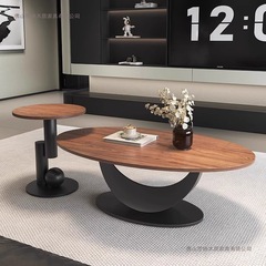 胡桃木客厅家用设计师极简中古风茶几桌小户型现代复古轻奢高级感
