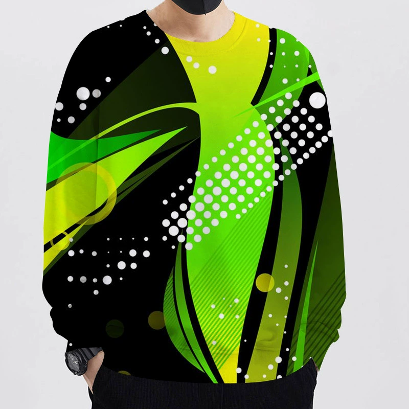 AliExpress Amazon Молодежная Весенняя 3D цифровая печать мужская толстовка с круглым вырезом и прострочкой Геометрия свободная
