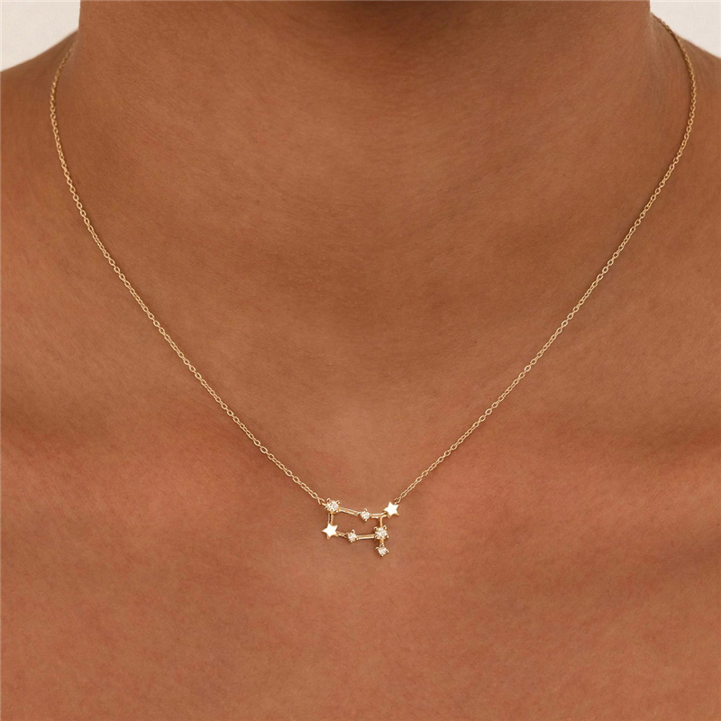 Fashion Constellation Silver Plating Inlay Zircon Necklace 1 Piece