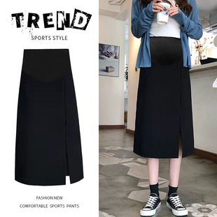 Maternity dress Spring and Autumn New skirt casual versatile mid-length split pleated skirt