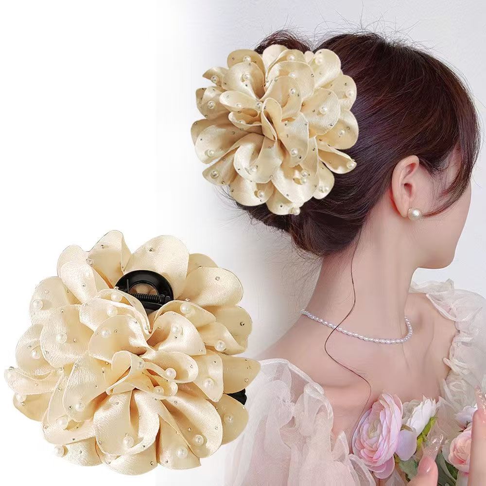 Daily Occasion Elegant Women's Flower Cloth Pearl Hair Claws