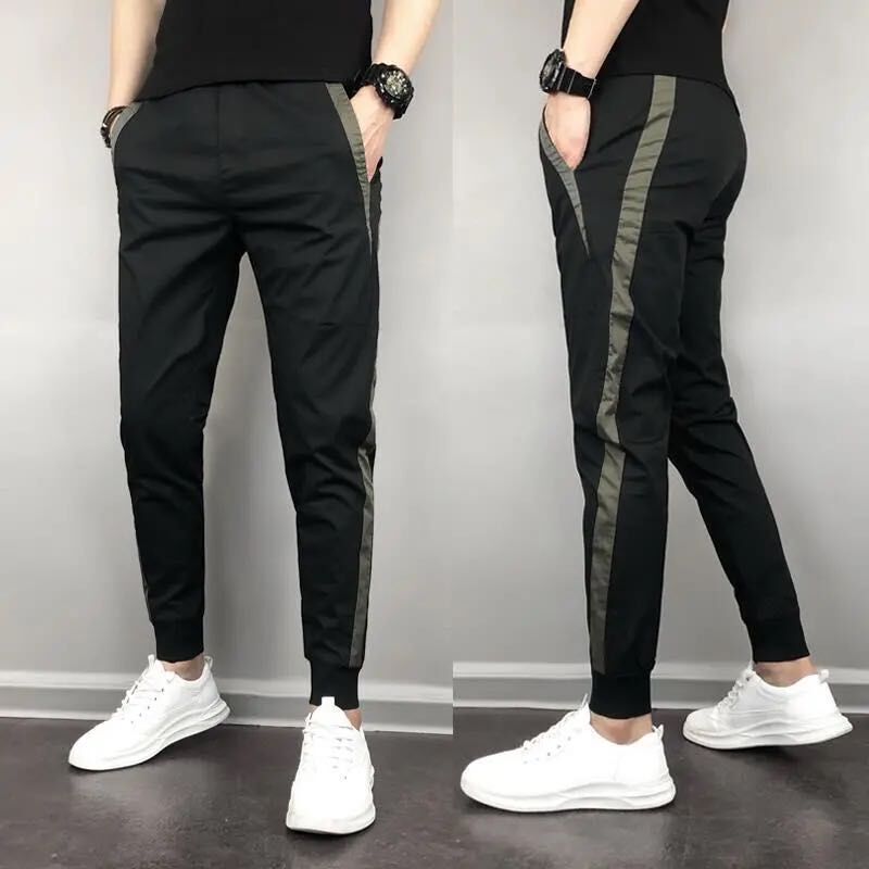 Summer Men's Slim-fit Leggings Thin Harlan Pants Korean-style Ankle-length Pants Men's Ins Casual Pants Cut Label for Foreign Trade
