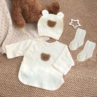 Baby Half-back Clothes with Fetal Cap Newborn Clothes Class A Pure Cotton Spring and Autumn Summer Tether Base Monk Clothes