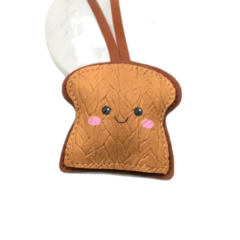 新品时尚可爱miu系麦穗纹土司面包挂件  皮革包包钥匙扣车挂挂饰|undefined