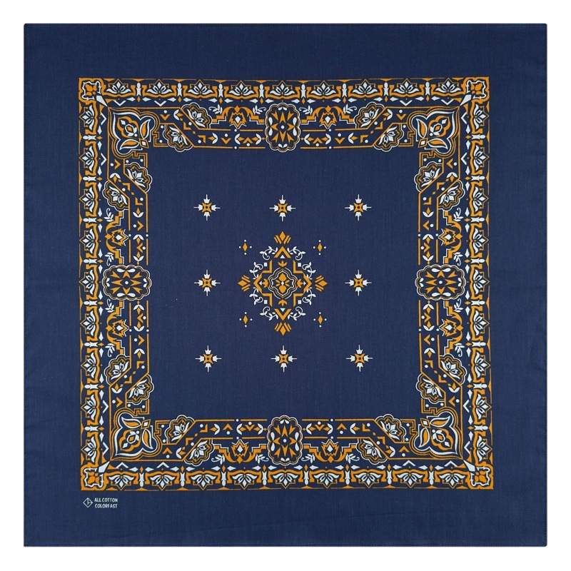 Pure Cotton Purplish Blue Paisley Vintage Cashew Flower Square Scarf Hip-Hop Street Dance Headscarf Riding Face Scarf bandana