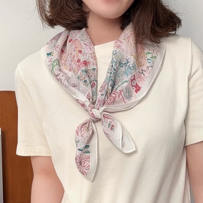 100%桑蚕糸シルクダブルクレープ65メイラードカシューナッツ柄スカーフ女性用春夏薄手高級感軽やかな高級シルクスカーフ|undefined