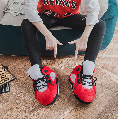 Coconut Cotton Slippers Return to the Future Glowing Cotton Shoes AJ1 Black Red Parody Warm Home Slippers