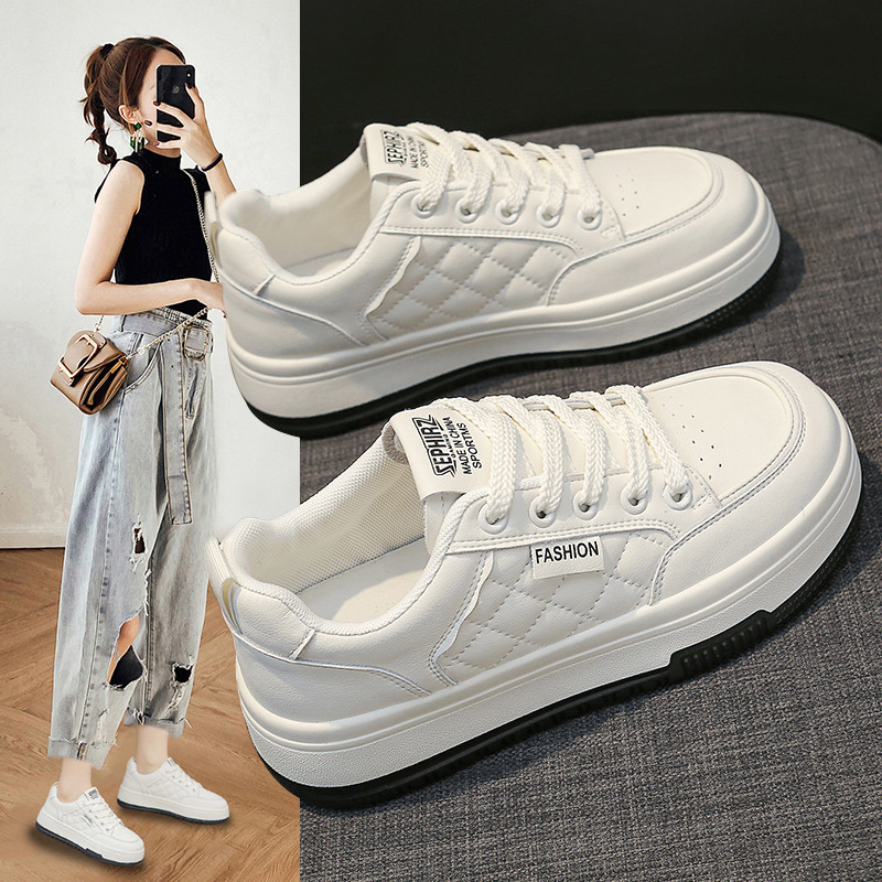 Genuine leather thick soles with added weight small white for women in spring 2024. New women's are super popular,_voghion.com