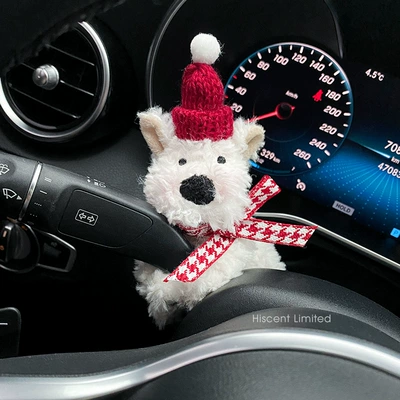 Car ornaments – Plush - west-highland-red-hat-red-plaid-bow-tie-waist-style