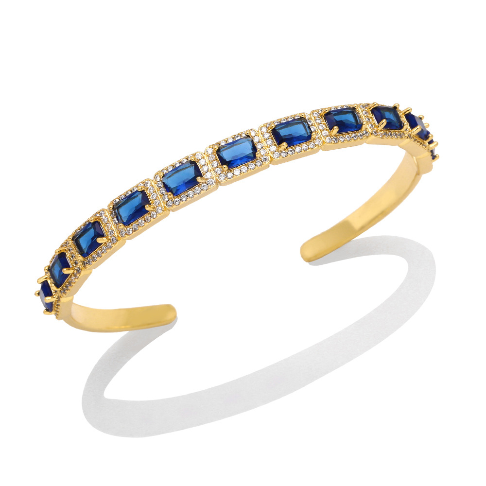 Fashion Square Copper Plating Inlay Zircon Bangle 1 Piece