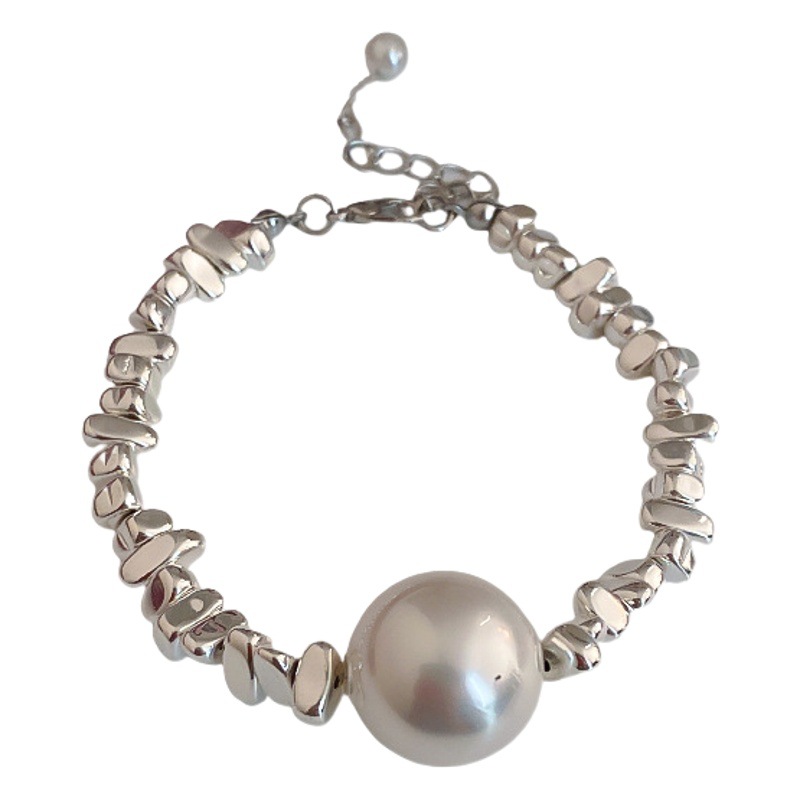 Collar de cadena irregular geométrica de perla de plata rota, cadena de clavícula de temperamento de moda forestal, collar simple y versátil al por mayor