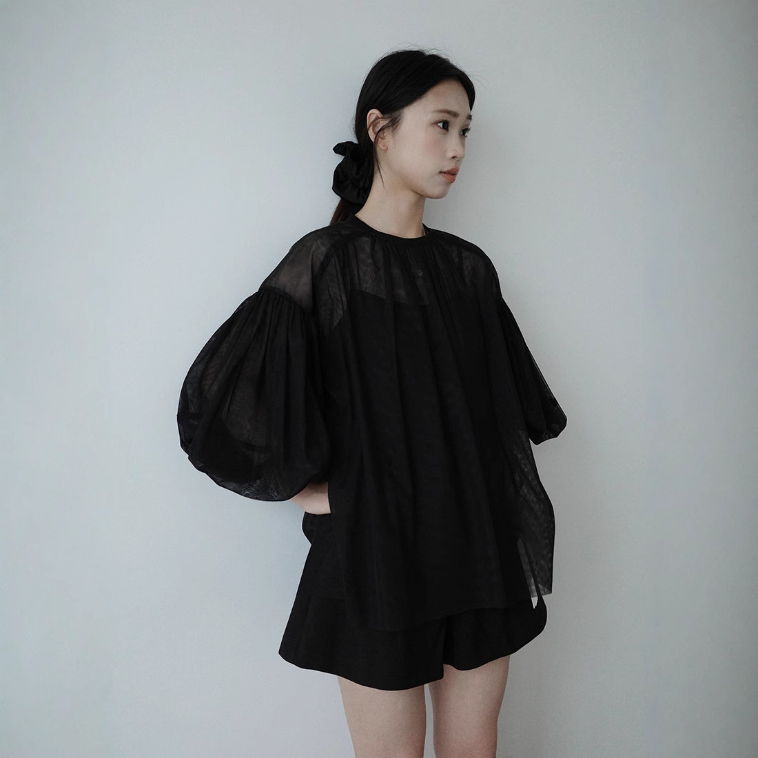 Gao Ding nuevo japonés retro moderno de moda semi-transparente superior de perfil suelto camisa