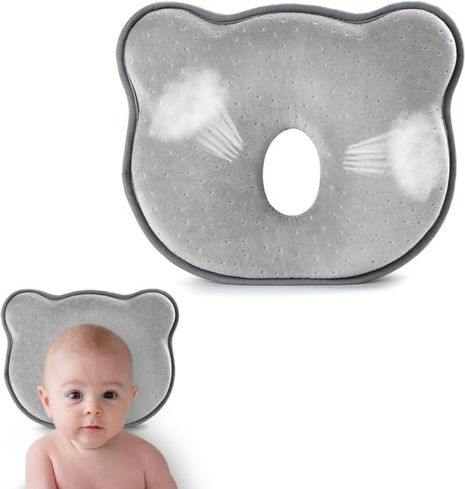 Bebé esponja almohada de memoria, almohada de forma de oso, cabeza antiplano, suave, cómoda y transpirable, Amazon.