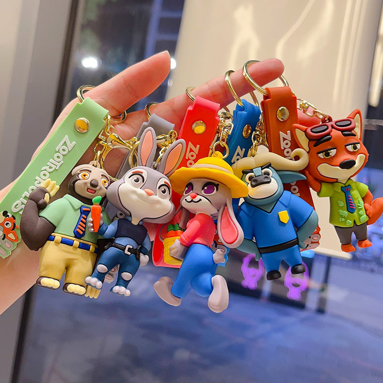 New Zootopia Keychain Cute Judy Car Keychain Men's and Women's Bags Couple Small Pendants Wholesale