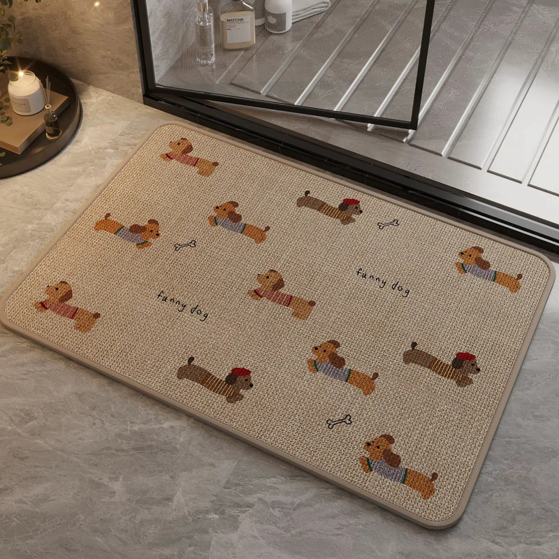 Dropshipping Cartoon Puppy Bathroom Linen Floor Mat Bathroom Non-Slip Floor Mat Water-Absorbent Quick-Drying Wear-Resistant Floor Mat