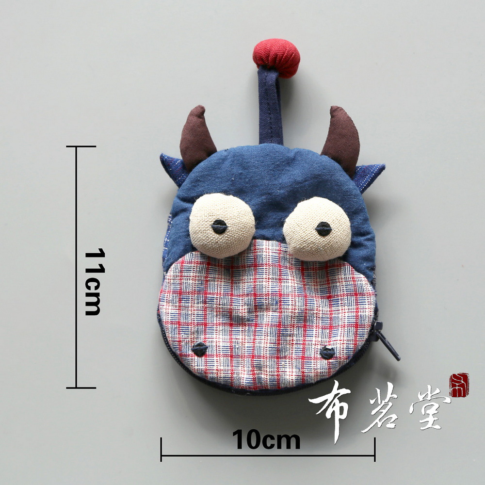 布茗堂土布キーバッグ小銭入れ両用底ファスナーアニメ動物