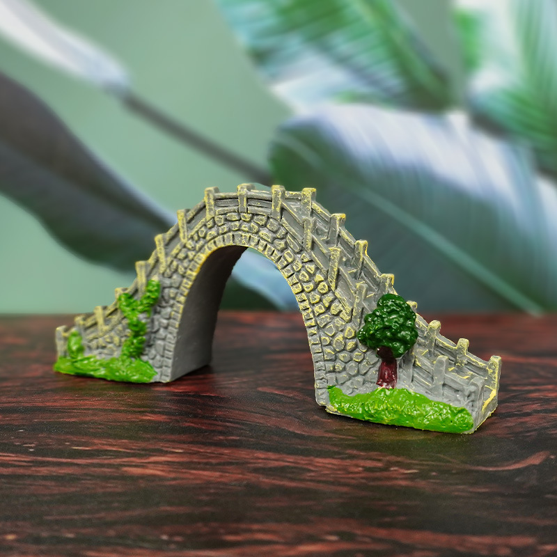 Jiangnan pequeño puente micro paisaje decoración arco puente pequeño modelo creativo arte decoración resina acuario paisaje Decoración