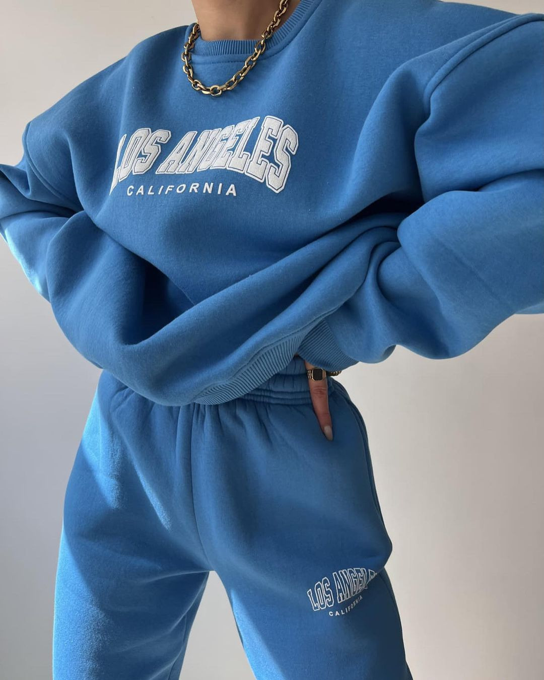 2024 Damen-Set mit lässiger Mode, bedrucktem, verdicktem Plüschpullover mit langen Ärmeln und Hosen_voghion.com