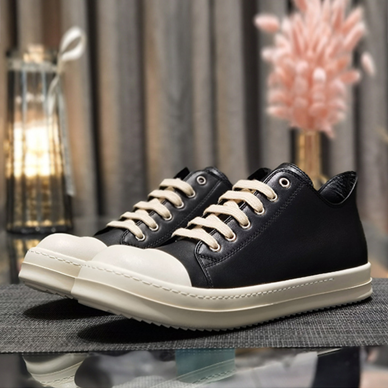 Customized Men's Low-Top Sports Shoes, Leather Casual, Versatile, Thick-Soled, Shallow-Mouthed, Lace-Up, Rubber Height-Increasing Couple Sneakers